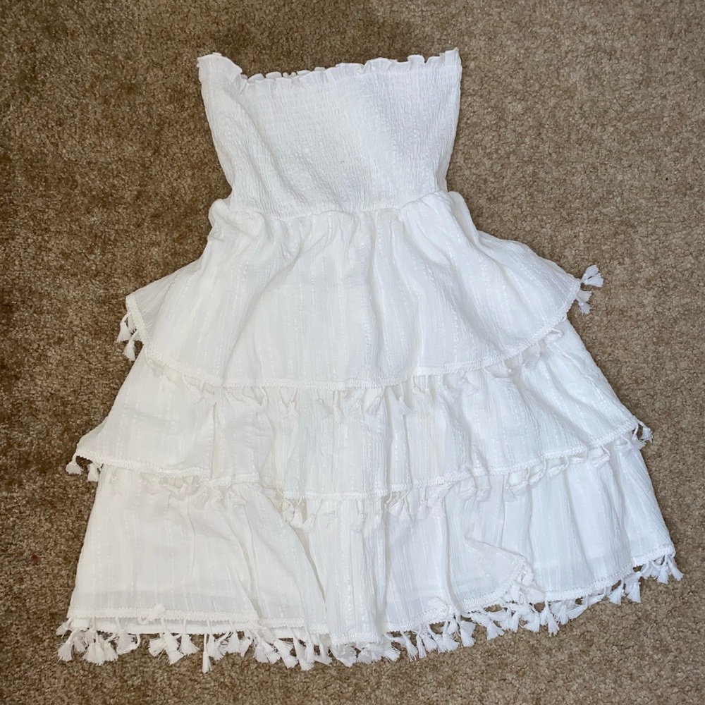 Tassel Trim Tube Sun Dress